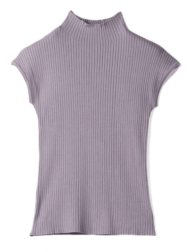 日本 GRL - 立領彈性羅紋兩件式短袖洋裝-淺米杏