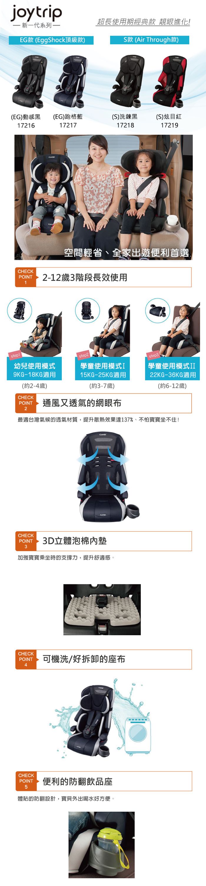 日本 Combi - Joytrip S-洗鍊黑-2歲~12歲(36kg以下)