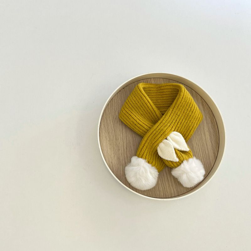 Q萌造型針織絨毛圍脖-小耳朵-咖啡色 (70x8cm)