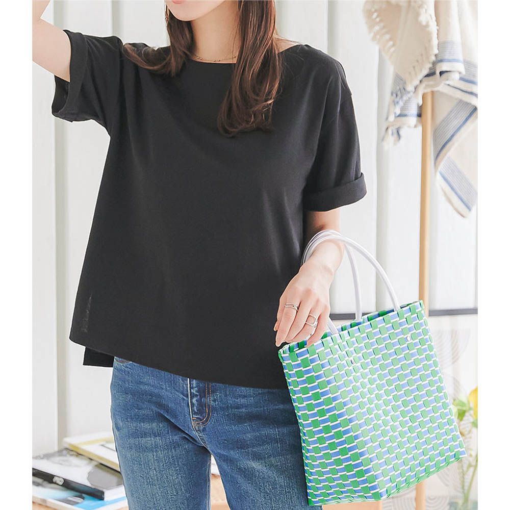 抗透汗機能 純棉短袖上衣(可選袖)-黑