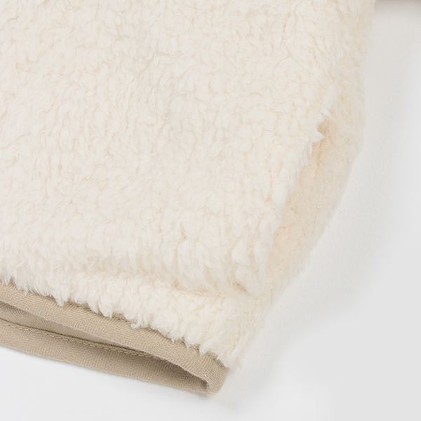 日本 petit main - 翻領英倫風絨毛雙面穿外套-素面卡其