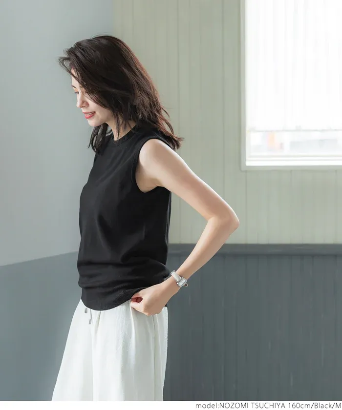 日本 COCA - 嫘縈混涼爽彈性無袖上衣-淺藍