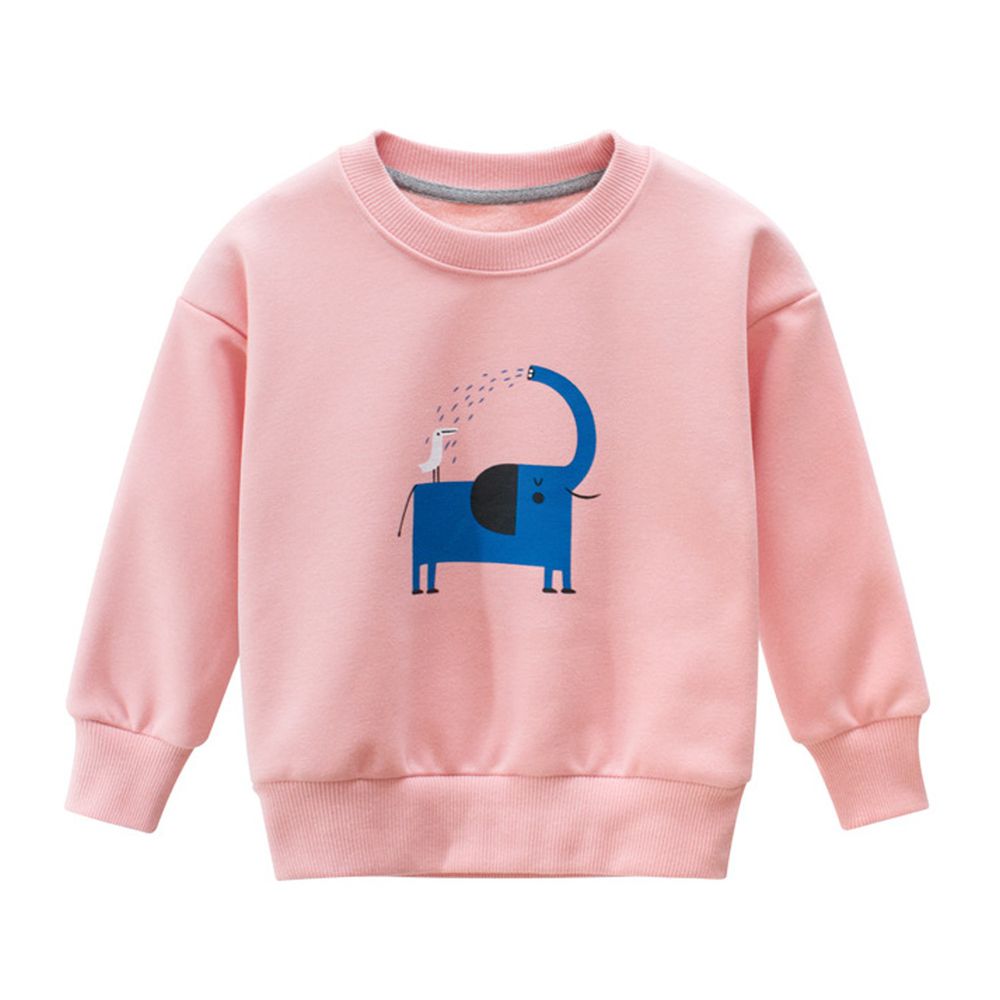 27KIDS - 圓領長袖T恤-粉色大象