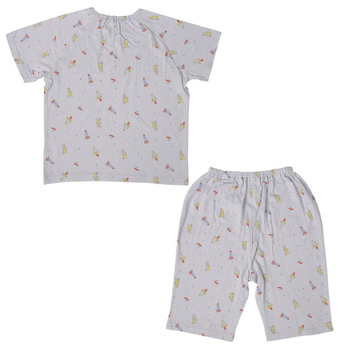 akachan honpo - 短袖家居服-恐龍火箭-淺藍色 (100cm)