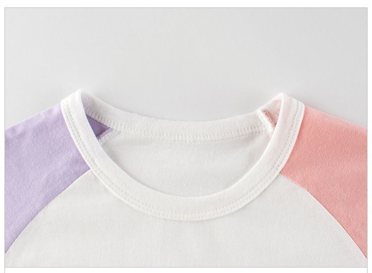 純棉短袖上衣-拼色公主熊熊-粉+白+紫