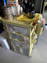 Yeya 也雅 - 速組摺疊式嬰兒床邊用收納推車(1門+3抽屜)-DIY-多色可選-茉綠(透窗)