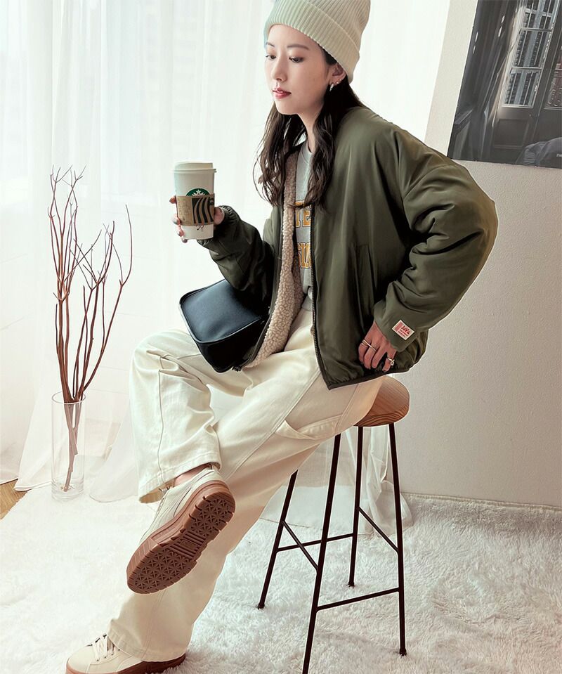 日本 Classical Elf - 2WAY泰迪熊短絨飛行外套-淺米x米杏