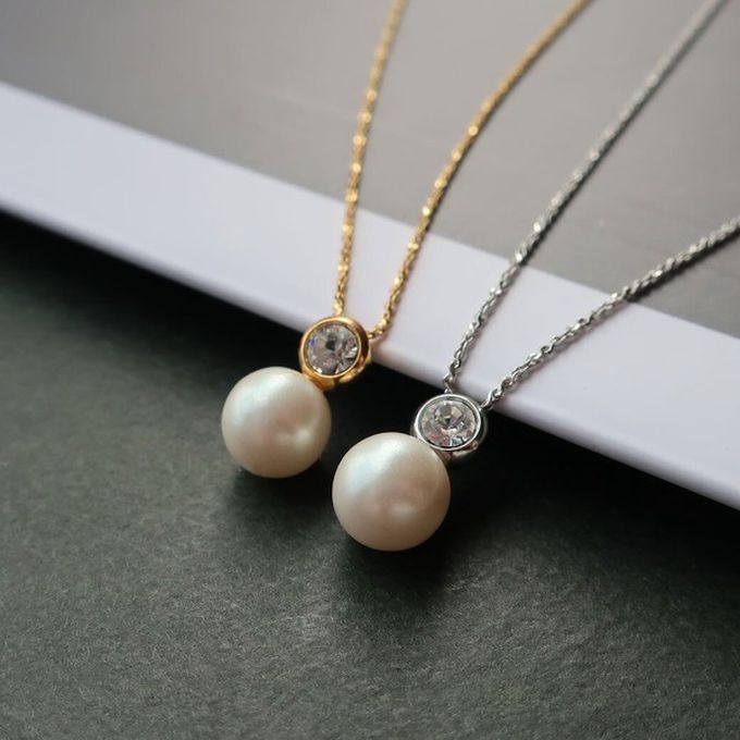 日本 Melody Accessory - 日本製 葫蘆形寶石珍珠疊搭項鍊-銀