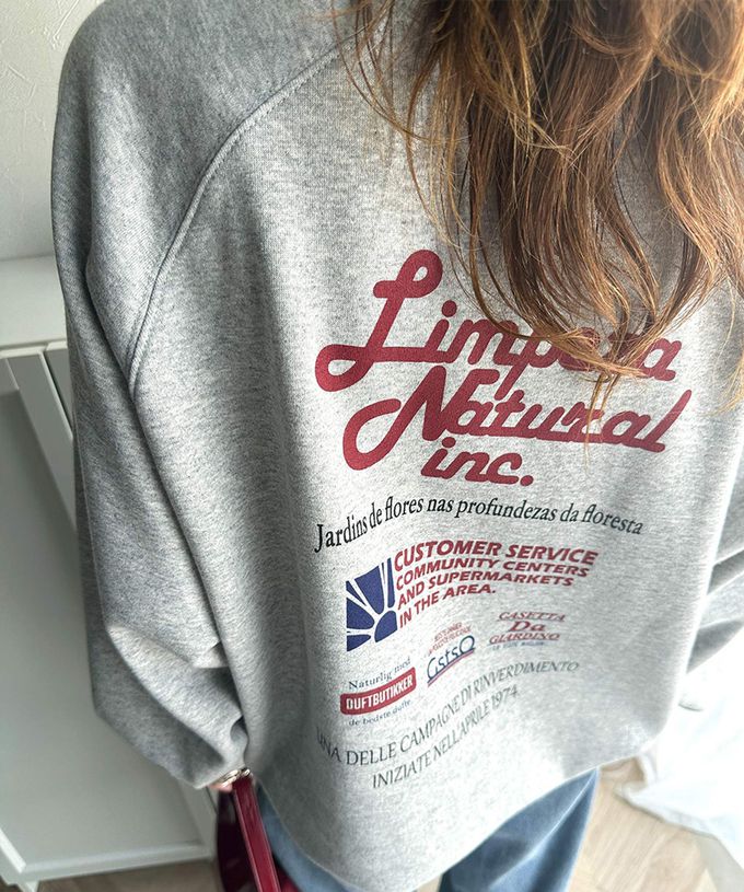 日本 Classical Elf - Java 背後美式logo裏起毛長袖上衣-淺灰