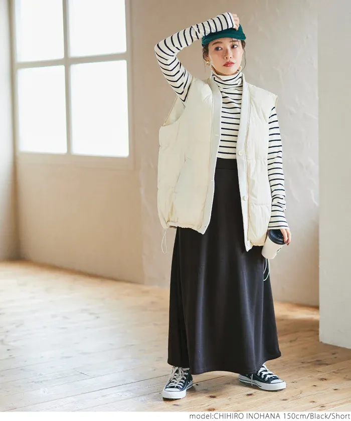 日本 COCA - 抗靜電/起球 裏起毛素面口袋長裙-黑