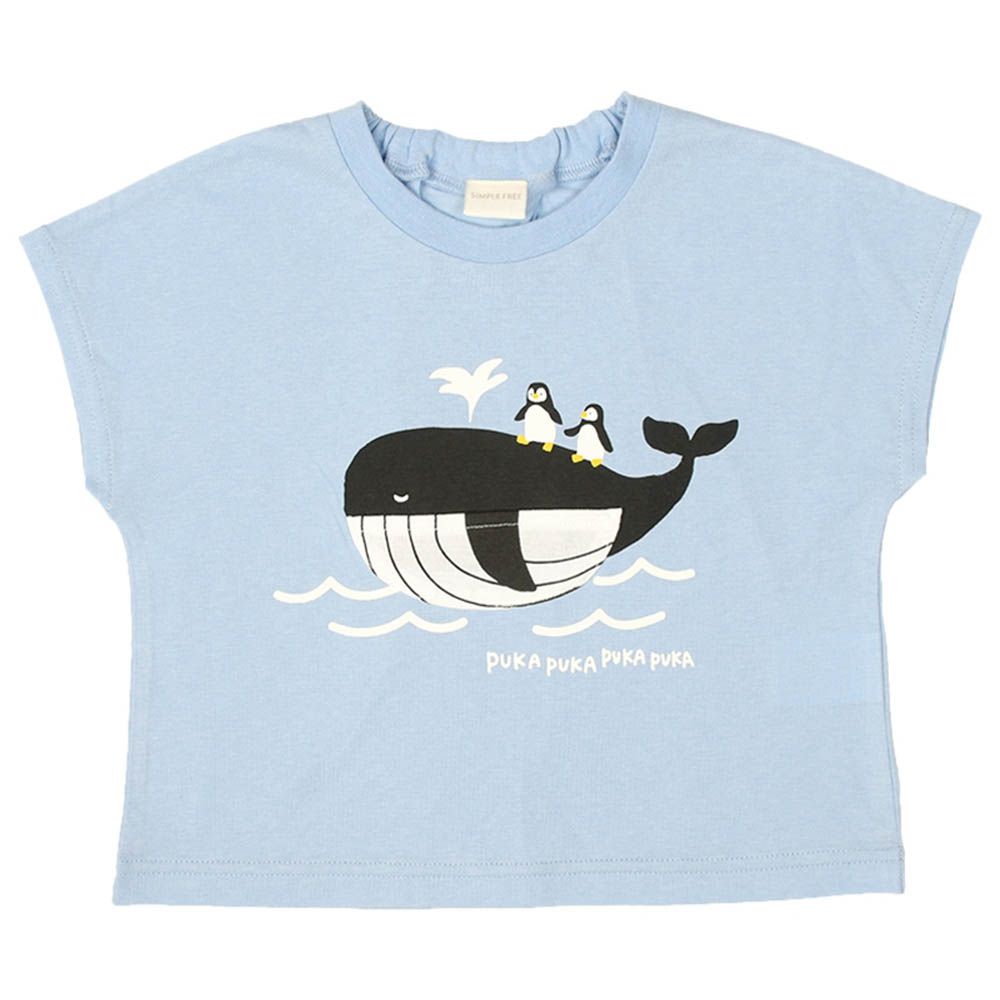 短袖T恤-印花-淺藍色