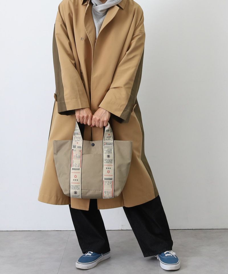 日本 COOCO - 尼龍印花粗帶手提包/托特包-黃 (W24*H26*D14cm)