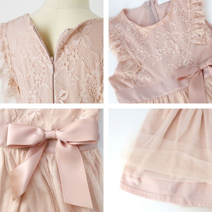 日本 Catherine Cottage - 復古風蕾絲薄紗無袖洋裝-氣質粉