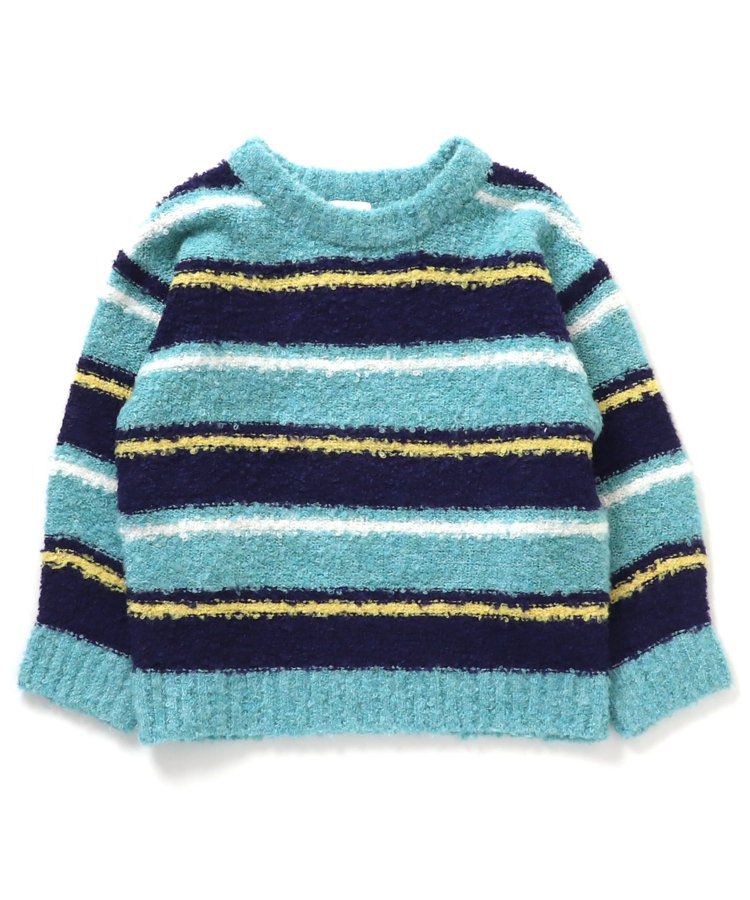 日本 BREEZE - 羊毛混紡明亮針織毛衣-彩虹條紋