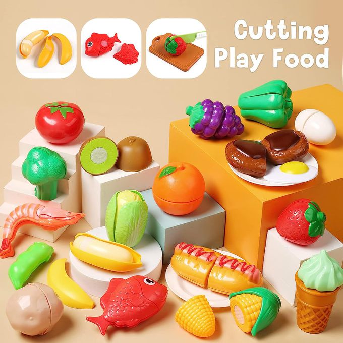 CuteStone - 仿真鍋具切切樂套裝玩具44件組 (盒損福利品)