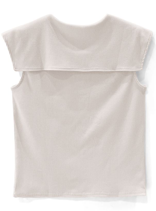 日本 GRL - 水手領羅紋針織無袖上衣-淺灰杏