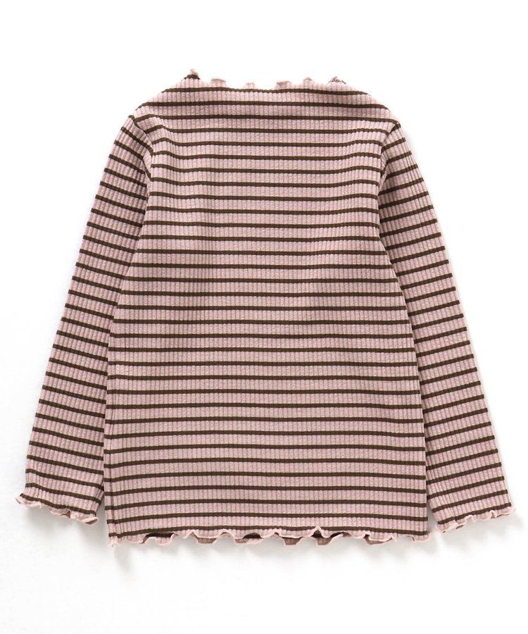 日本 BREEZE - 羅紋捲邊百搭薄長袖上衣-墨綠條紋