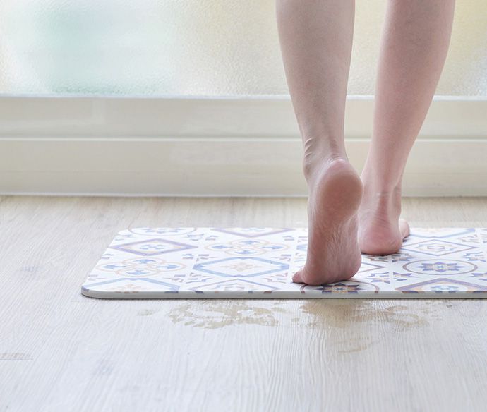 家窩 - MIT 峇斯克印花防霉速乾珪藻土地墊(39x60cm)-4色可選-藍調花磚