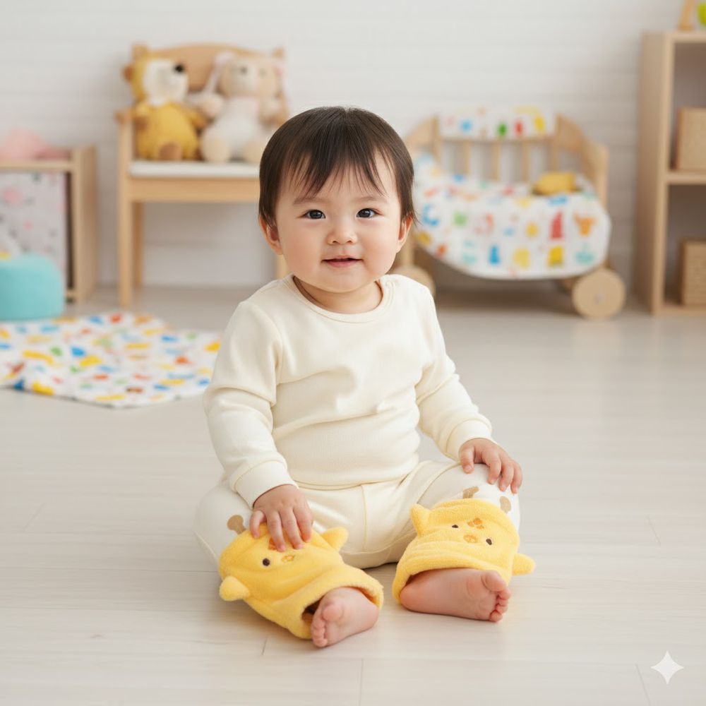 內搭褲-動物 褲腳拼接-黃色