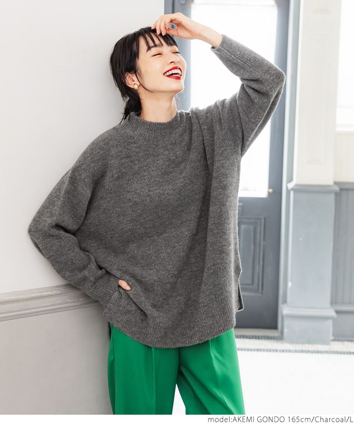 日本 COCA - 柔軟小高領顯瘦針織毛衣-藍