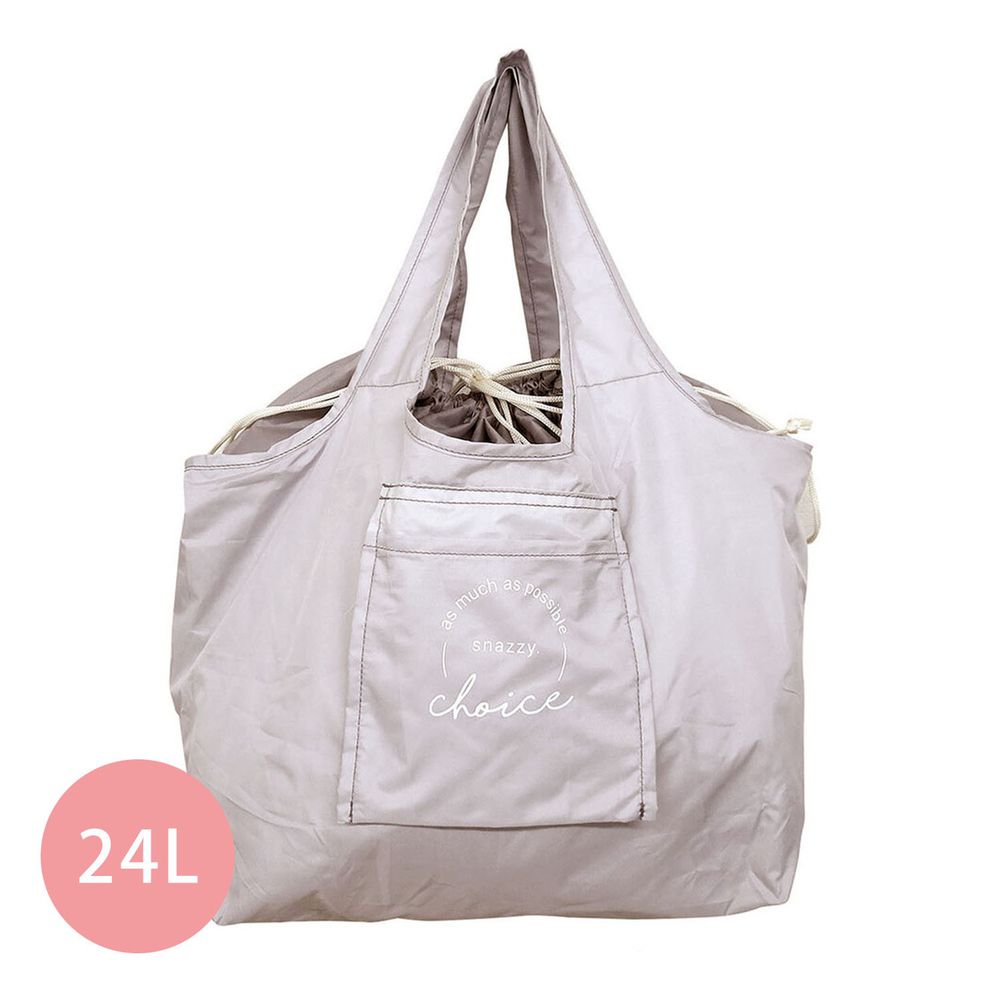 日本代購 - 超大容量保冷購物袋(可折疊收納)-英文線條-石英粉-24L/耐重15kg