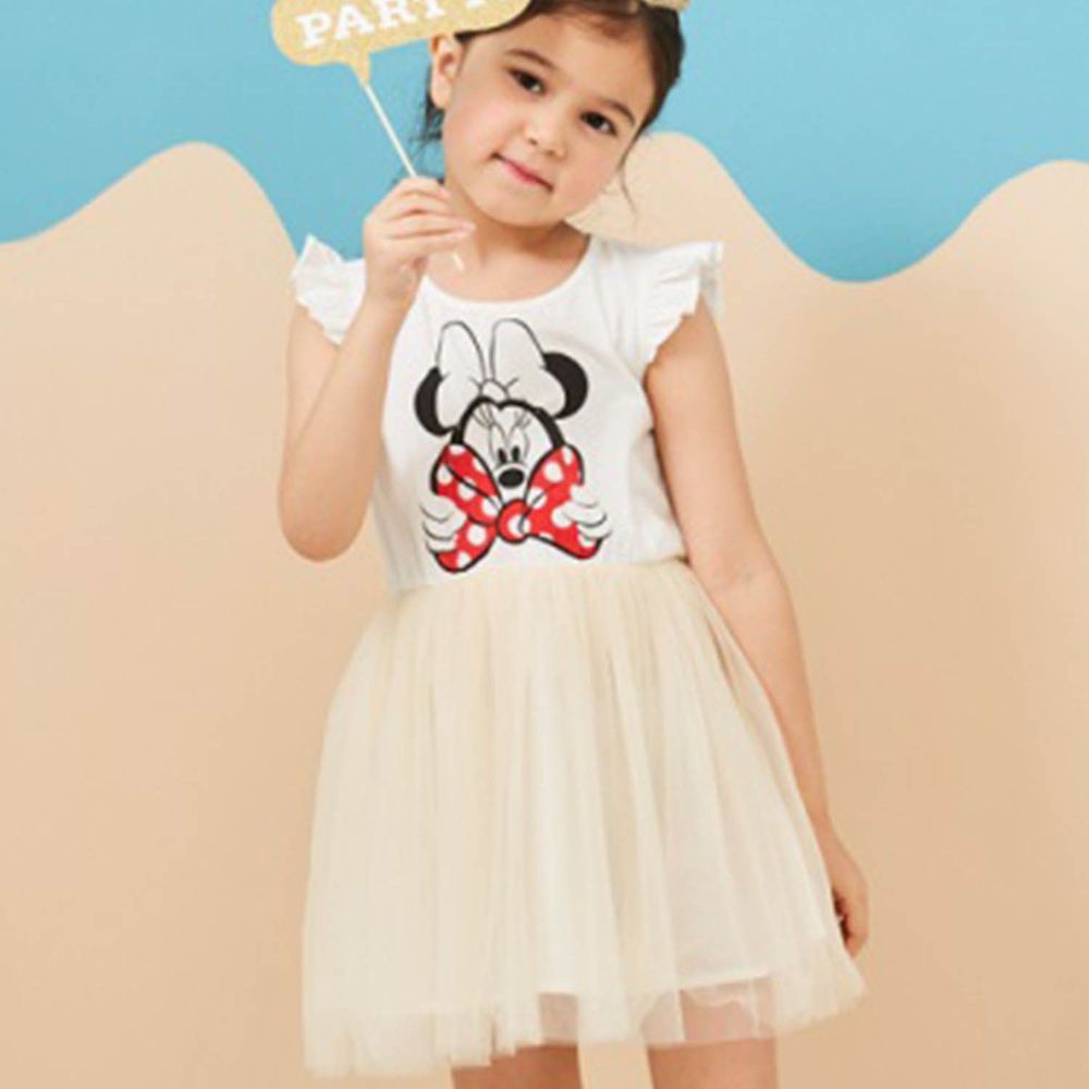 麗嬰房 Disney - 米妮系列甜心公主蓬紗洋裝-白色