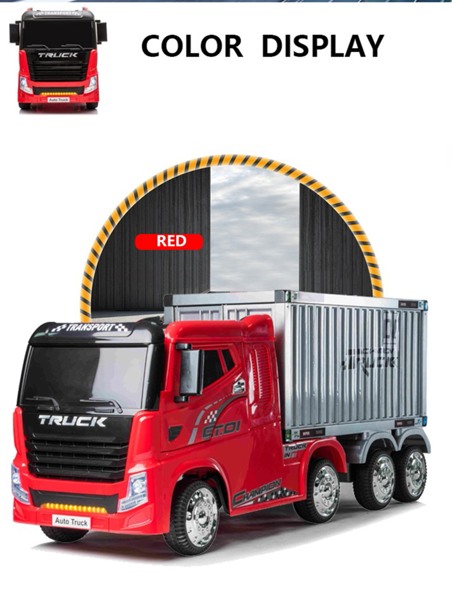 聰明媽咪兒童超跑 - 貨櫃車造型 四驅兒童電動車-天使白