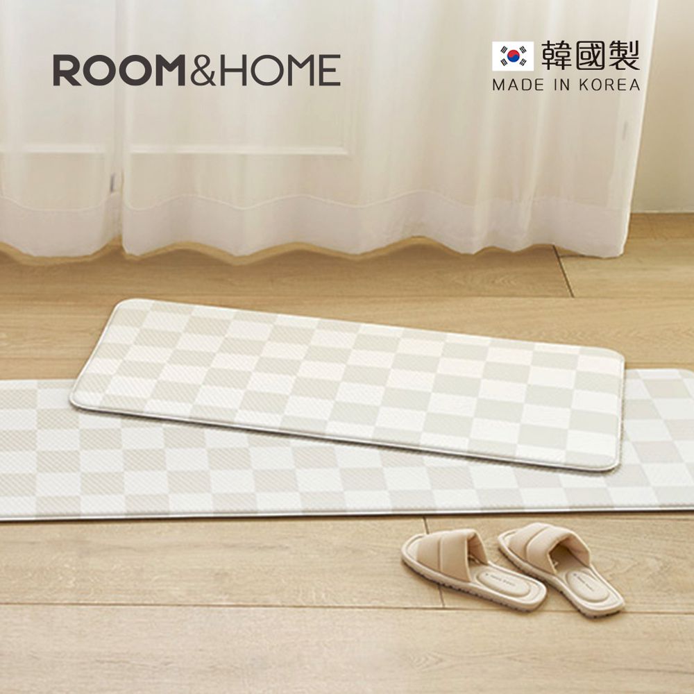 韓國ROOM&HOME - 韓國製棋盤格印花雙面防油防水廚房地墊 (45x95cm)