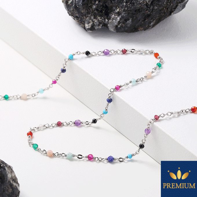 韓國 Soo&Soo - (925純銀)璀璨彩石項鏈-BLACKPINK LISA同款