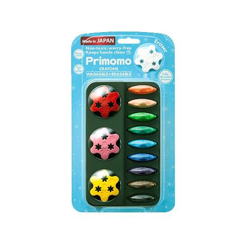 日本 Primomo - Primomo普麗貓趣味蠟筆(附橡皮擦)-花瓣型-12色-1入組