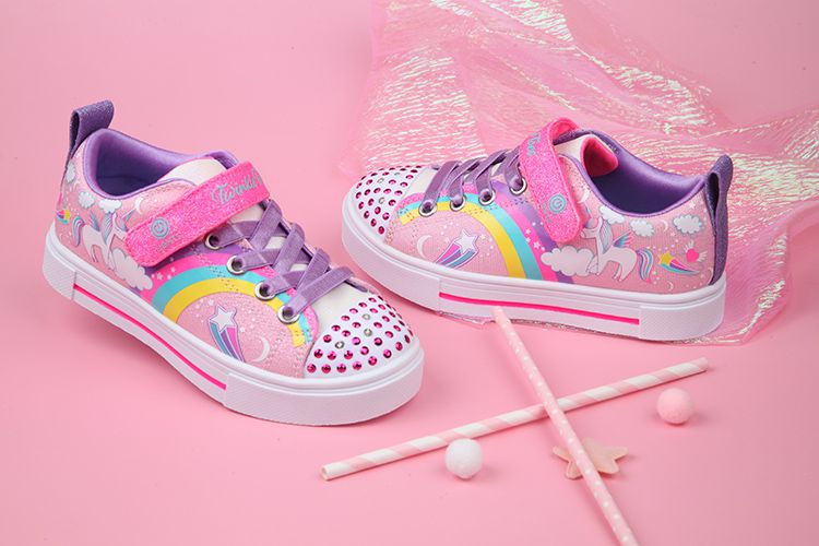 SKECHERS - 夢幻獨角獸粉紅色兒童電燈休閒鞋