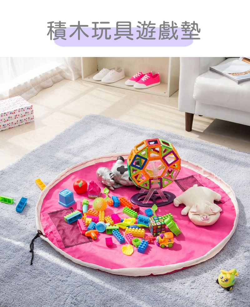 Vanibaby - 玩具收納袋 -防水/快速收納-橙色 (M號(直徑94cm ))