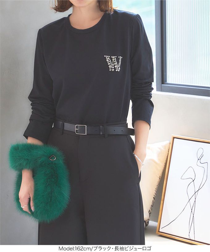 日本 Kobe Lettuce - 小奢華點綴長袖上衣-珍珠項鍊-白