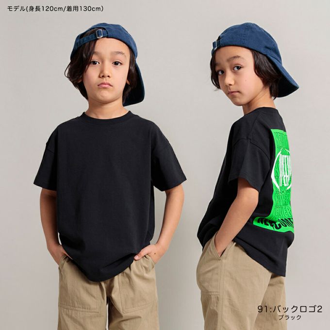 日本 BRANSHES - 100%棉 酷帥印花短袖上衣-方塊字母-白