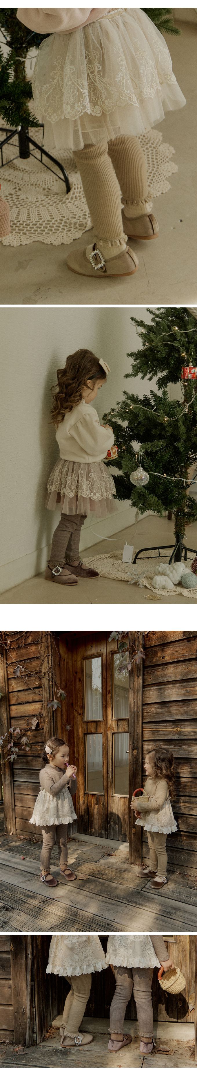 韓國 Puellaflo - 鬆緊腰直坑條彈性內搭褲-灰綠