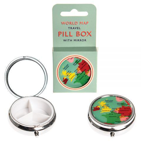 英國 Rex London - 三格藥盒(含鏡子)-世界地圖