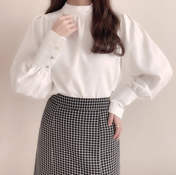 日本 GRL - 華麗側紐結澎澎袖上衣-櫻花粉