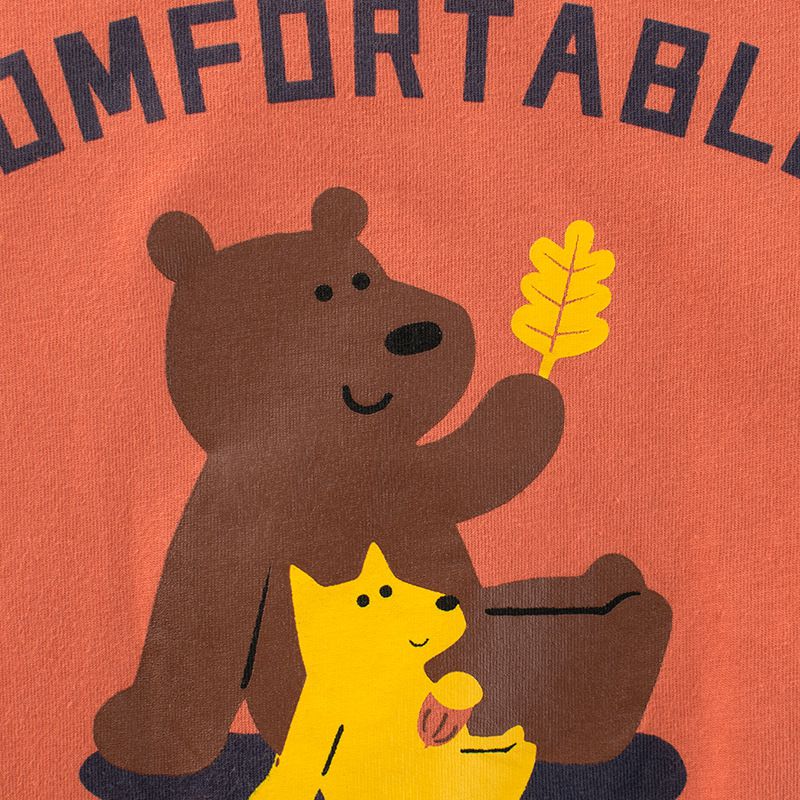 純棉短袖上衣-大熊小熊-磚紅色