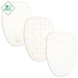 akachan honpo - 棉紗吸汗襯墊3條入動物-兔子-米白色 (23cm×35cm)