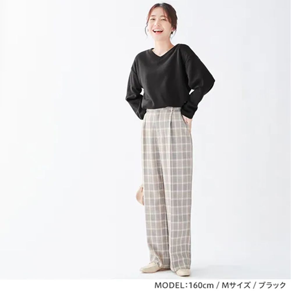 日本 BELLUNA - 蓄熱保暖V領長袖上衣-淺灰