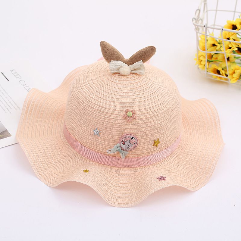 日系沙灘波浪邊草帽/遮陽帽-藍色 (建議2-6歲)