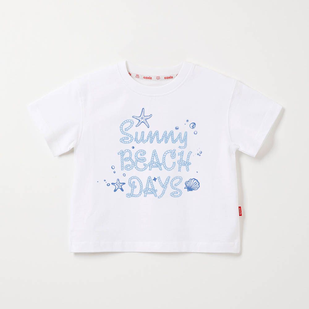 100%澳洲棉純粹呼吸短袖上衣-海洋世界-白