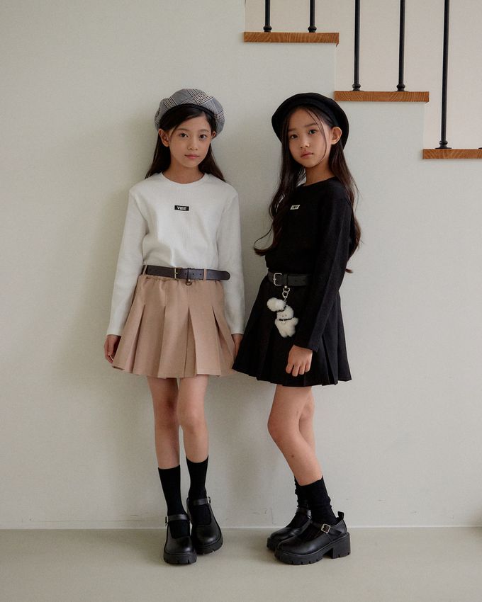 韓國 sm2 - 文字點綴羅紋長袖上衣-白