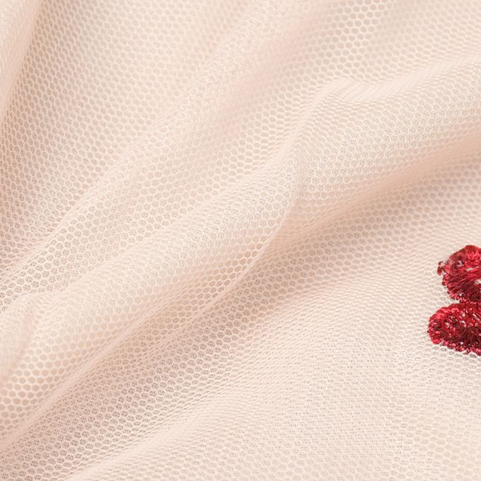 akachan honpo - 長袖假兩件休閒上衣-刺繍-粉紅色