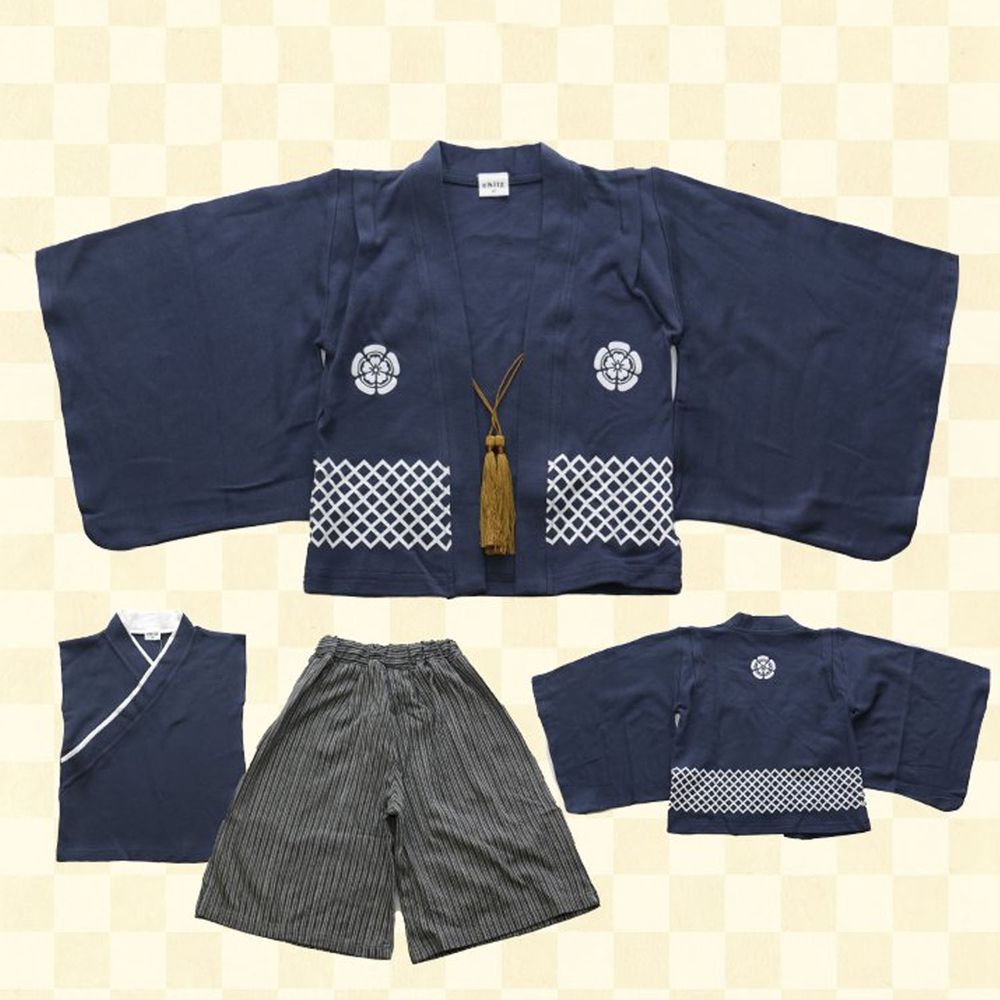 日本 Chil2 - 純棉日本傳統袴/和服(三件式)-深藍
