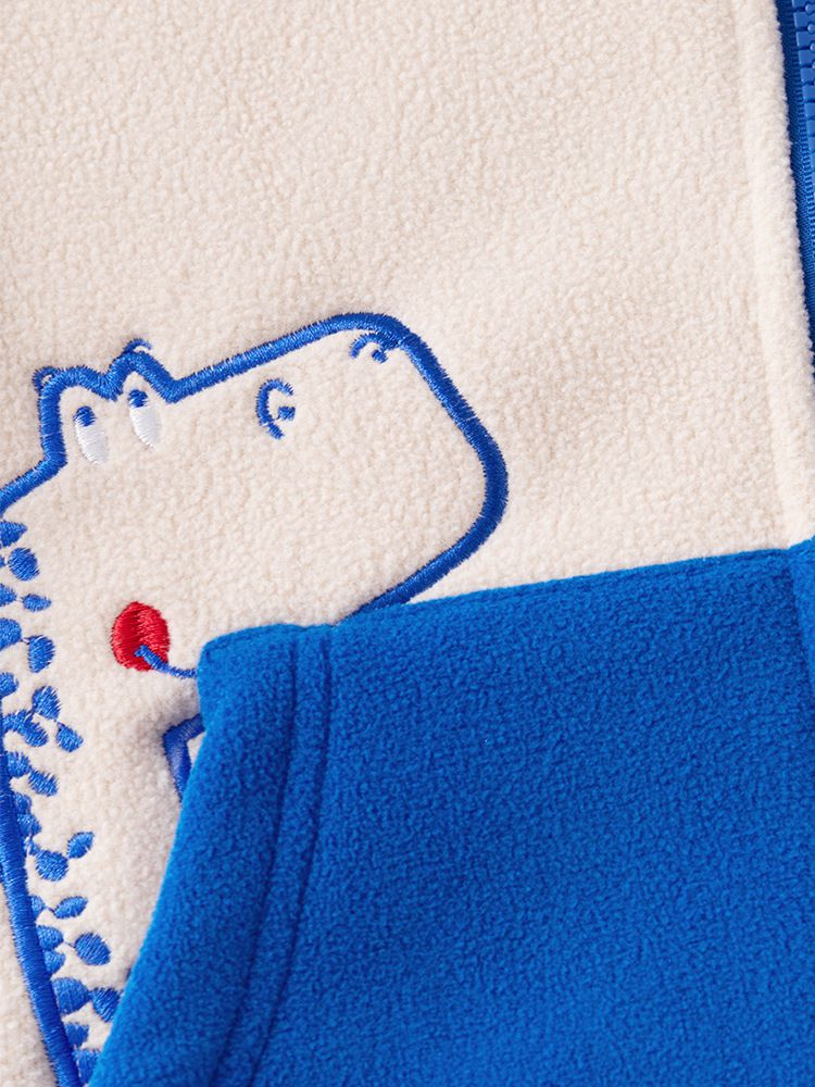 搖粒絨保暖兒童外套-恐龍-藍色