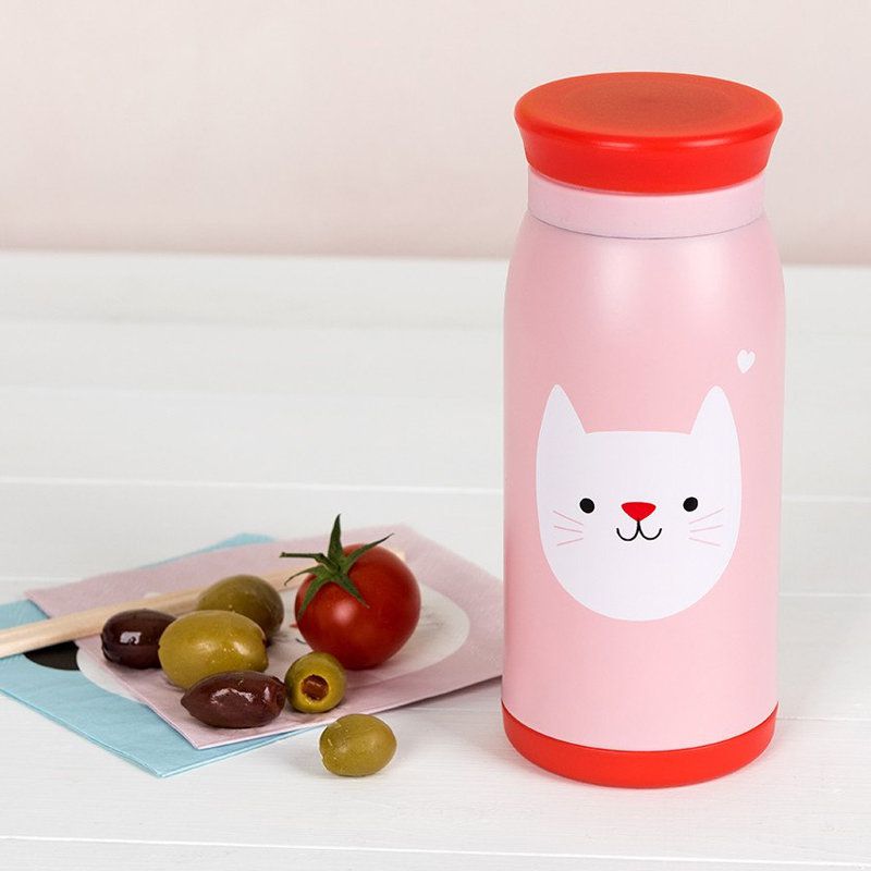 英國 Rex London - 不鏽鋼兩用保溫/保冷水瓶-迷人貓咪(350ML)