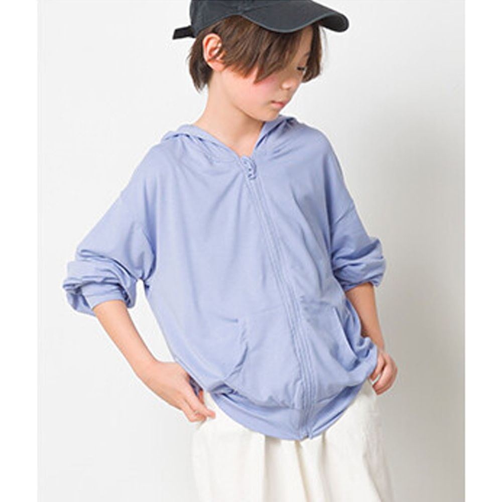 日本 OMNES - 接觸涼感抗UV 連帽長袖外套-藍