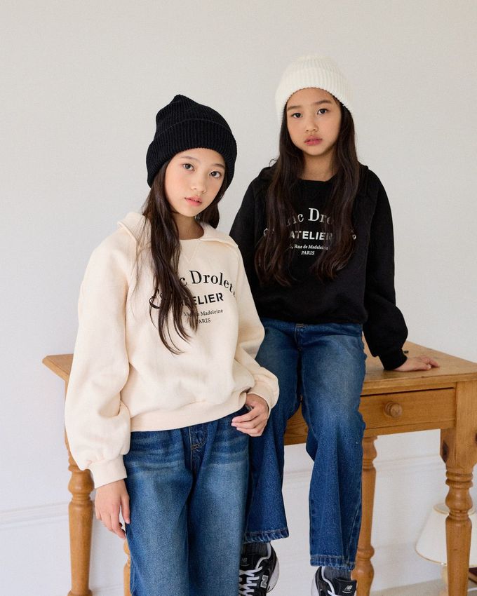 韓國 sm2 - 鬆緊腰後壓摺牛仔喇叭褲