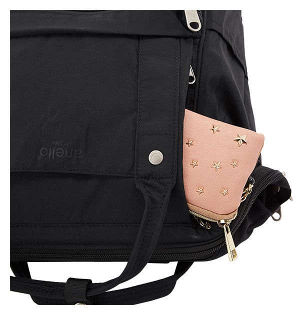 日本 Anello - 棉質尼龍風大開口後背包 10POCKET-mini小尺寸-GY灰